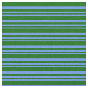 Cornflower Blue and Dark Green Lines Fabric