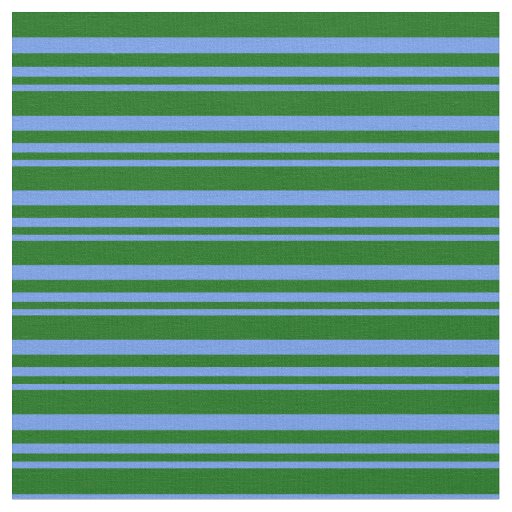 Cornflower Blue and Dark Green Lines Fabric