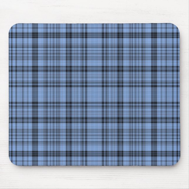 Cornflower Blue and Grey Plaid Mousepad (Front)