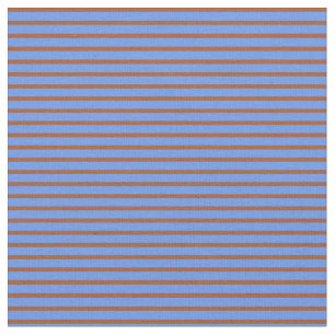 Cornflower Blue and Sienna Colored Stripes Fabric