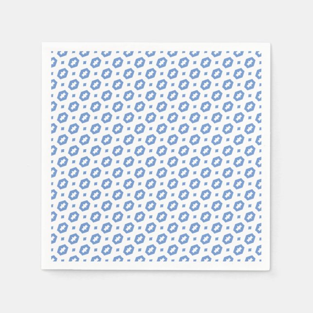 Cornflower Blue and White: Geometriana Napkins (Front)