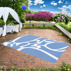 Cornflower blue and White Outdoor Rug