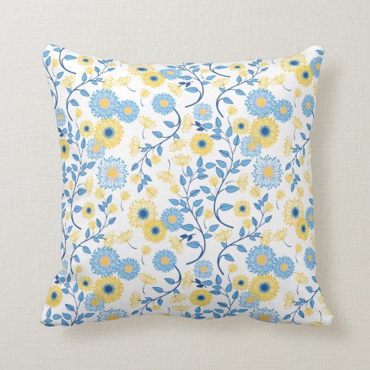 Cornflower Blue And Yellow Fl Pattern Throw Pillow Zazzle Cornflower Blue And Yellow Fl Pattern Throw Pillow