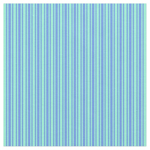 Cornflower Blue & Aquamarine Striped Pattern Fabric