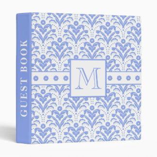 Cornflower Blue Art Deco Vintage Damask Guest Book Binder