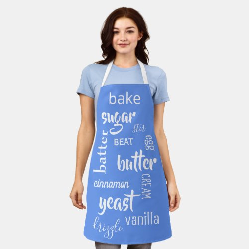 Cornflower Blue Baking Words Apron