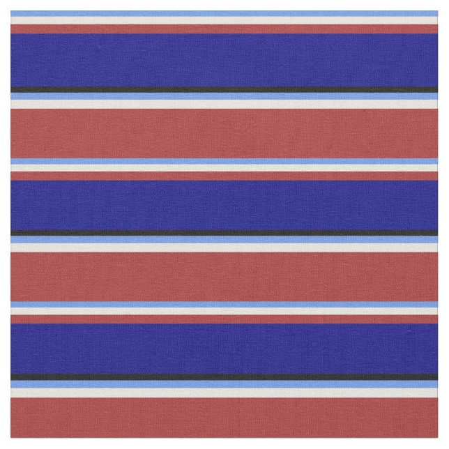 Cornflower Blue, Beige, Brown, Blue, and Black Fabric (Close Up)
