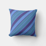 [ Thumbnail: Cornflower Blue, Blue, and Dark Slate Blue Lines Throw Pillow ]