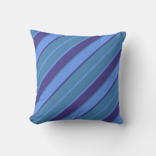 Cornflower Blue, Blue, and Dark Slate Blue Lines Throw Pillow