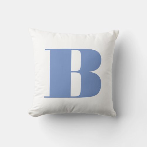 Cornflower Blue Bold Modern Monogram Initial Throw Pillow