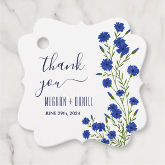 Cornflower Blue Botanical Wedding Favor Tags