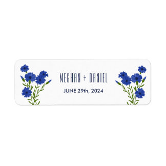 Cornflower Blue Botanical Wedding Label