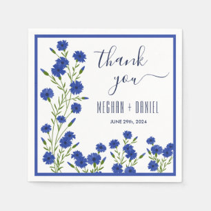 Cornflower Blue Botanical Wedding Napkins