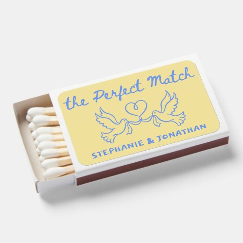 Cornflower Blue Butter Yellow Custom Wedding Favor Matchboxes
