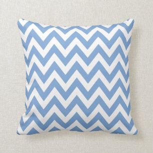 Cornflower Blue Chevron Zigzag Pattern Throw Pillow