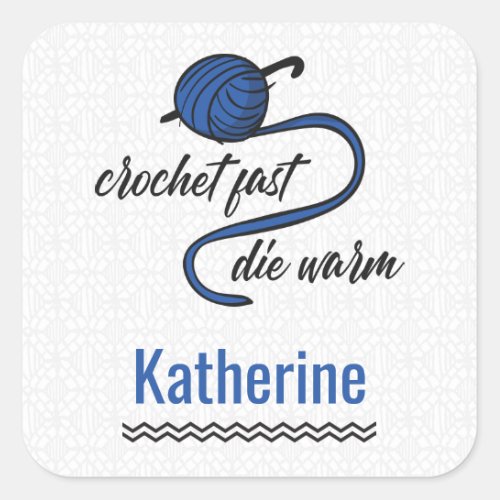 Cornflower Blue Crochet Fast Die Warm Square Sticker