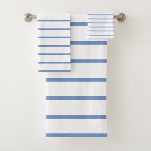 Cornflower blue Decorative stripe pattern Bath Towel Set