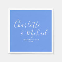 Cornflower Blue Elegant Modern Script Wedding