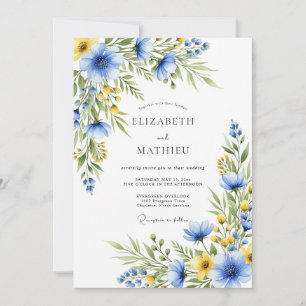 Cornflower Blue Ethereal Wildflower Wedding Invitation