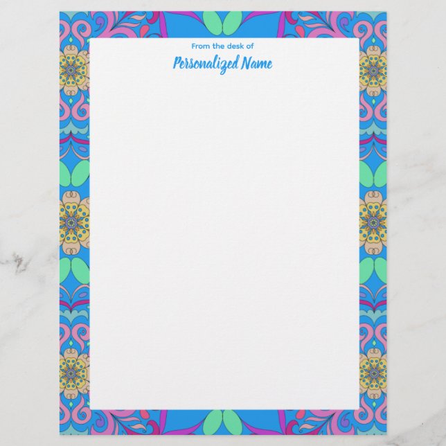 Cornflower Blue Fiesta Unlined  Letterhead (Front)