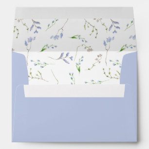 Cornflower Blue Floral Regency Wedding Envelope