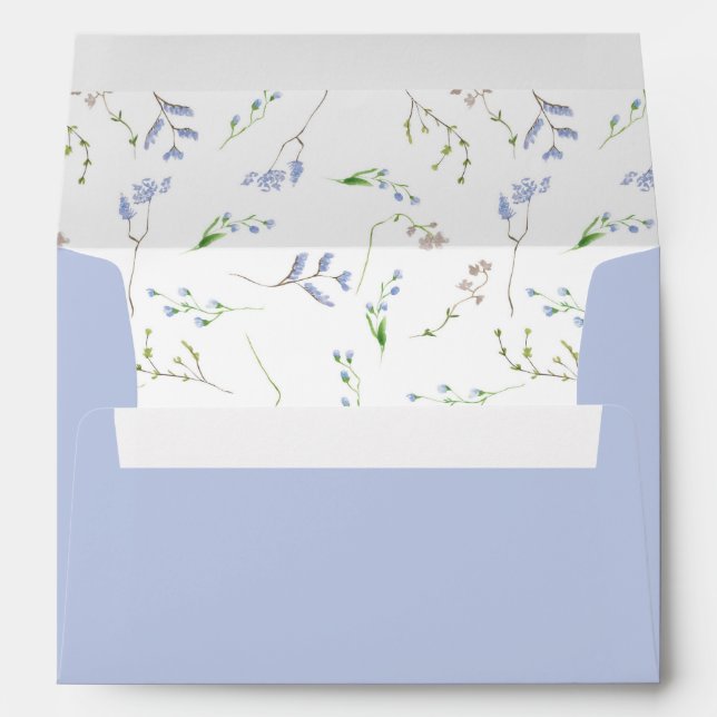 Cornflower Blue Floral Regency Wedding Envelope (Back (Bottom))