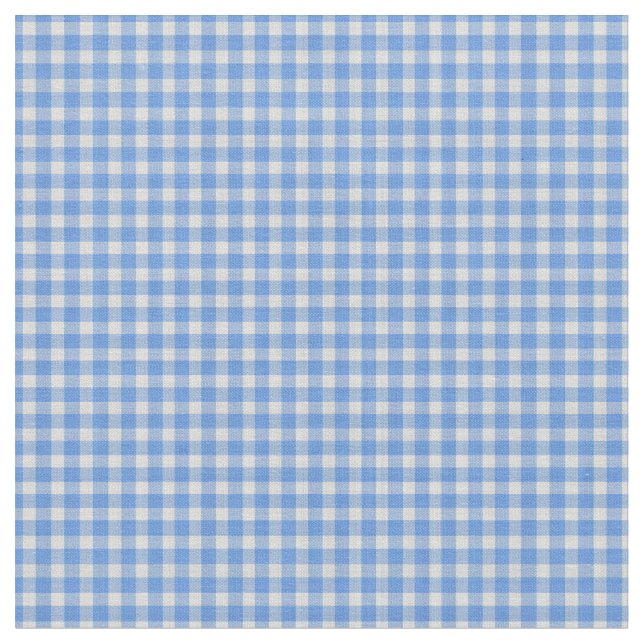Cornflower Blue Gingham Check Pattern  Fabric (Close Up)