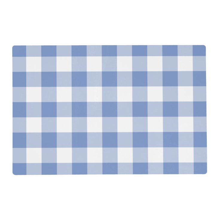 Cornflower Blue Gingham Check Plaid Laminated Placemat Zazzle