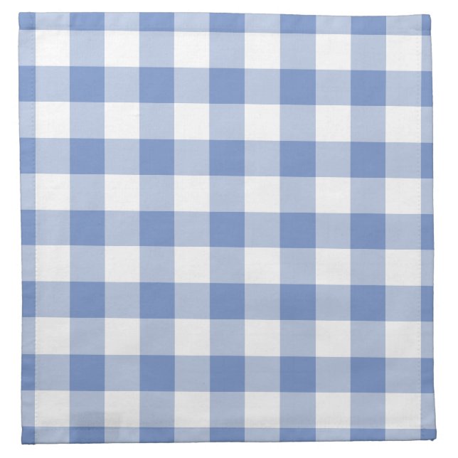 Cornflower Blue Gingham Check Plaid Pattern Cloth Napkin (Front)