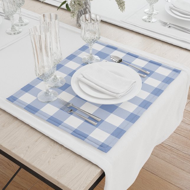 Cornflower Blue Gingham Check Plaid Pattern Cloth Placemat (Creator Uploaded)