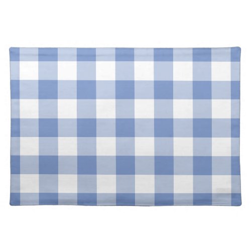 Cornflower Blue Gingham Check Plaid Pattern Cloth Placemat