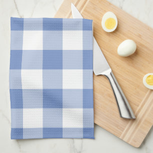 Cornflower Blue Gingham Check Plaid Pattern Kitchen Towel