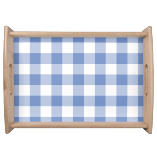 Cornflower Blue Gingham Check Plaid Pattern Serving Tray