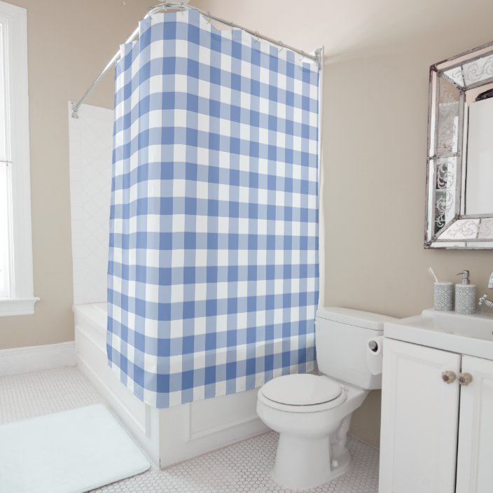 Cornflower Blue Gingham Check Plaid Pattern Shower Curtain Zazzle
