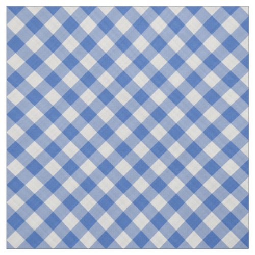 Cornflower Blue Gingham Checkered Plaid Print Fabric