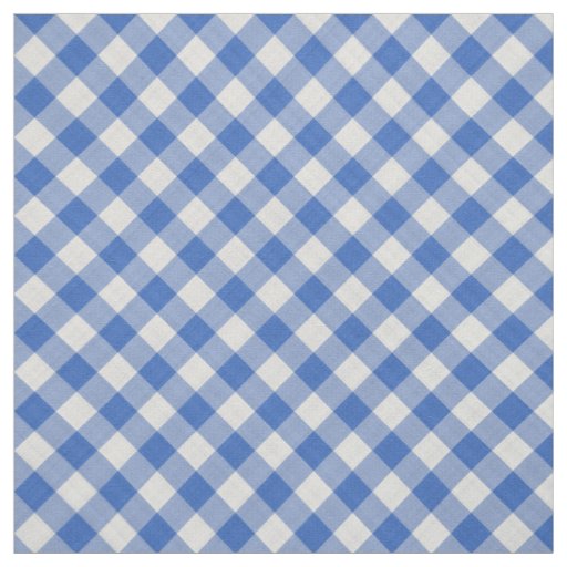 Cornflower Blue Gingham Checkered Plaid Print Fabric