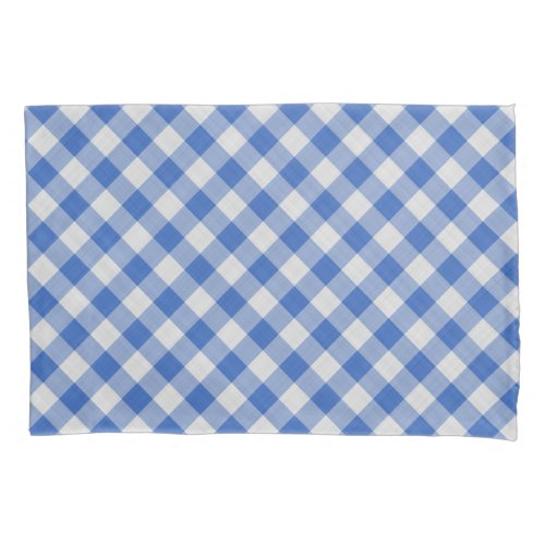 Cornflower Blue Gingham Plaid Checkered Pattern Pillow Case