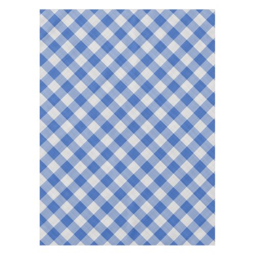 Cornflower Blue Gingham Plaid Checkered Pattern Tablecloth