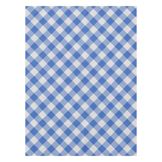 Cornflower Blue Gingham Plaid Checkered Pattern Tablecloth (Front)