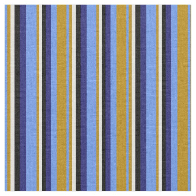 Cornflower Blue, Goldenrod, Cyan, Black & Blue Fabric (Close Up)