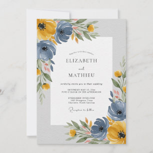 Cornflower Blue Graceful Spring Wedding Invitation