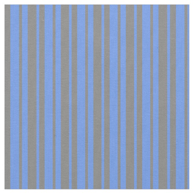 Cornflower Blue & Gray Lines Fabric (Close Up)