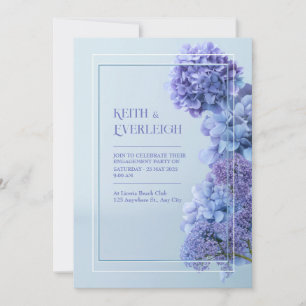 Cornflower Blue Hydrangea Minimalist Frame Wedding Invitation