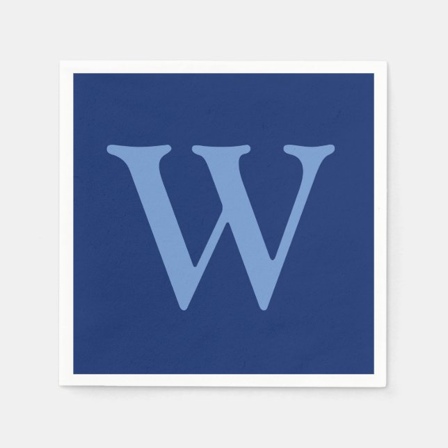Cornflower Blue Initial Letter | Sapphire Blue Napkins (Front)