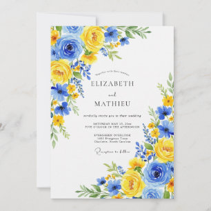 Cornflower Blue Joyful Botanical Wedding Invitation
