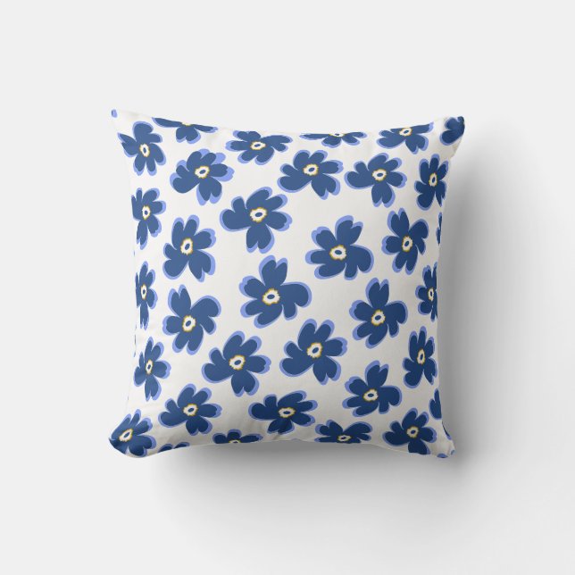 Cornflower Blue Kukka Throw Pillow (Front)