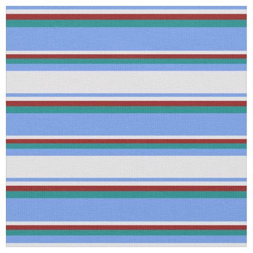 Cornflower Blue, Lavender, Dark Red & Teal Lines Fabric