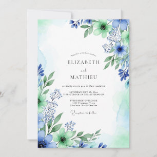 Cornflower Blue Luminous Spring Wedding Invitation