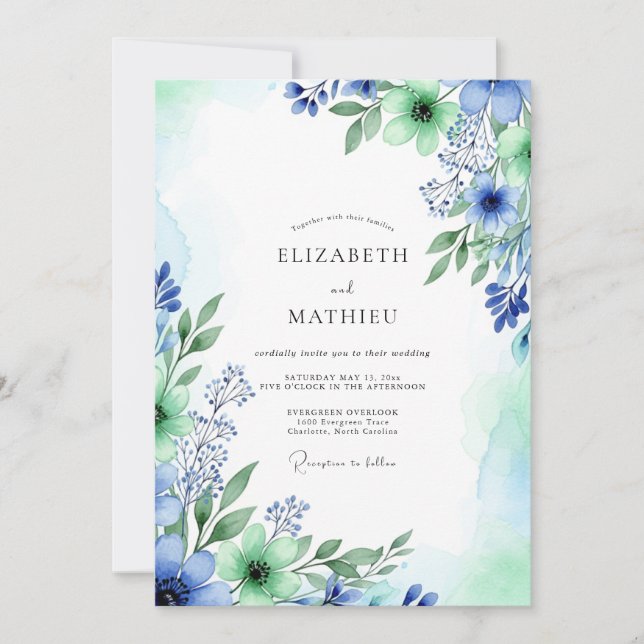Cornflower Blue Luminous Spring Wedding Invitation (Front)