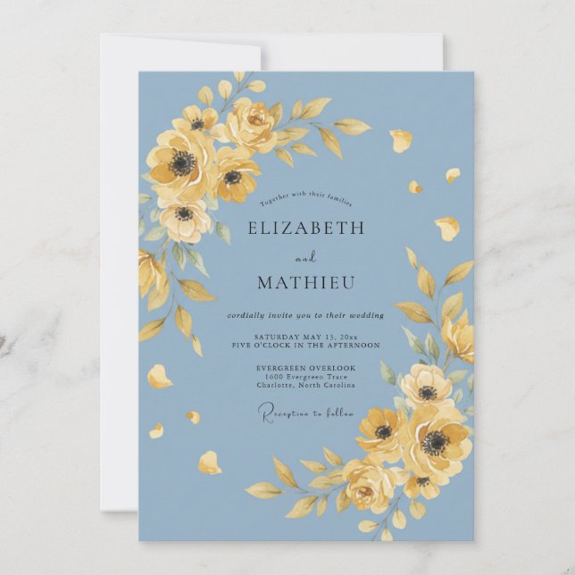 Cornflower Blue Lush Summer Wedding Invitation (Front)